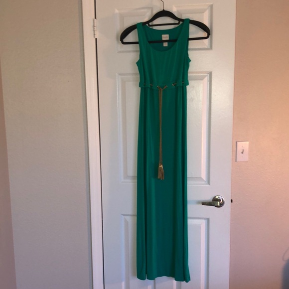 Chicos Long Maxi Dress Green Size 0 Petite - Picture 1 of 7